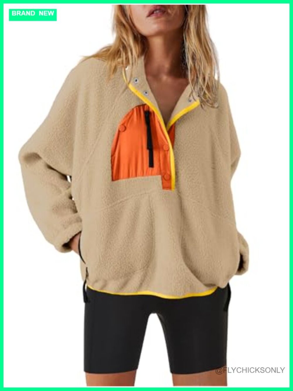 Womens Fleece Pullover Quarter Zip Sherpa Jacket Fuzzy Sweatshirt